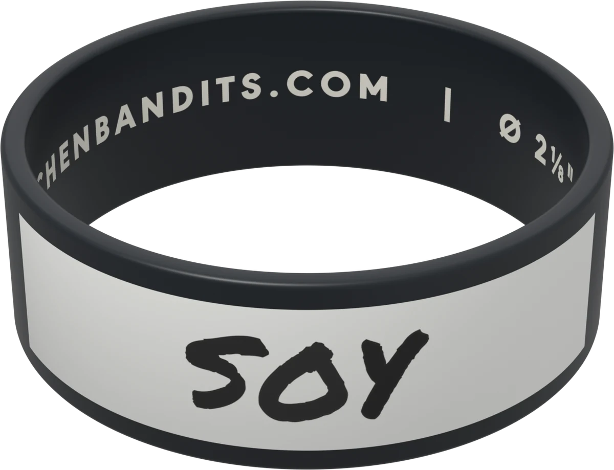 Black Kitchen Bandits silicone bottle band, hand-labeled in marker