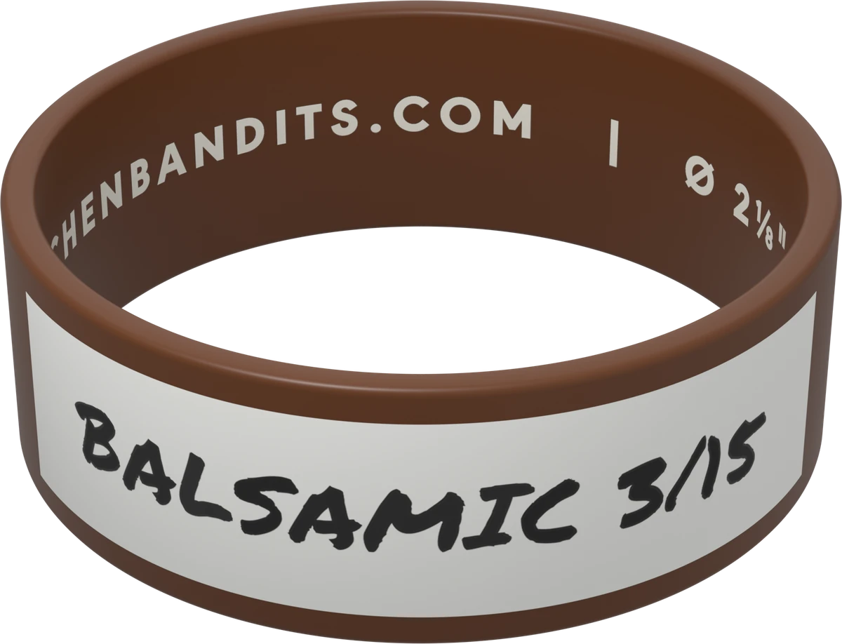 Brown Kitchen Bandits band, hand-labeled BALSAMIC 3/15