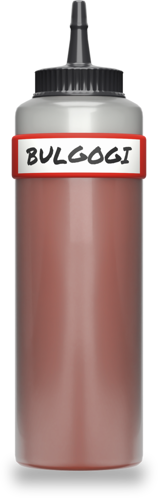 Squeeze bottle wearing a red 2 1/8-inch Kitchen Bandits band, hand-labeled in marker