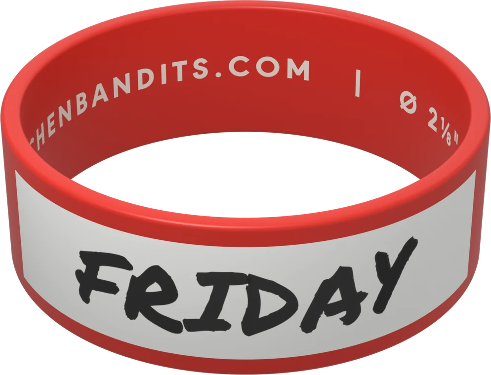 The same band after the box was wiped clean, relabeled FRIDAY in marker